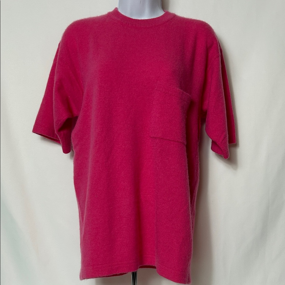 Women’s size XL Pink Short Sleeve Cashmere Pullover Sweater Unbranded Crew Neck